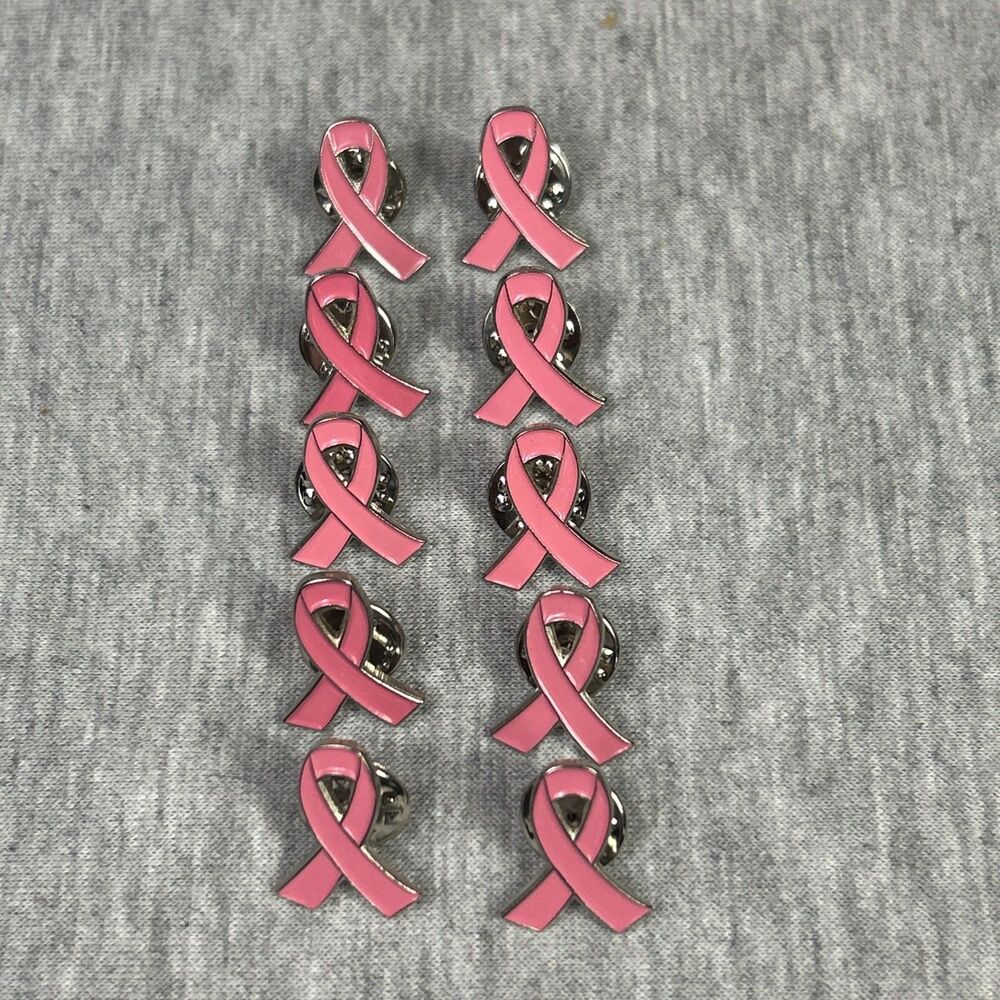 10 COUNT Pink Ribbon 3/5” Lapel Pins - Breast Cancer Awareness - Metal W/ Enamel - Picture 11 of 16